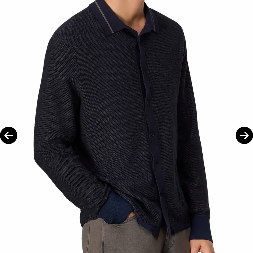 Rag & Bone Harvey Pique Button Front Shirt SZ M